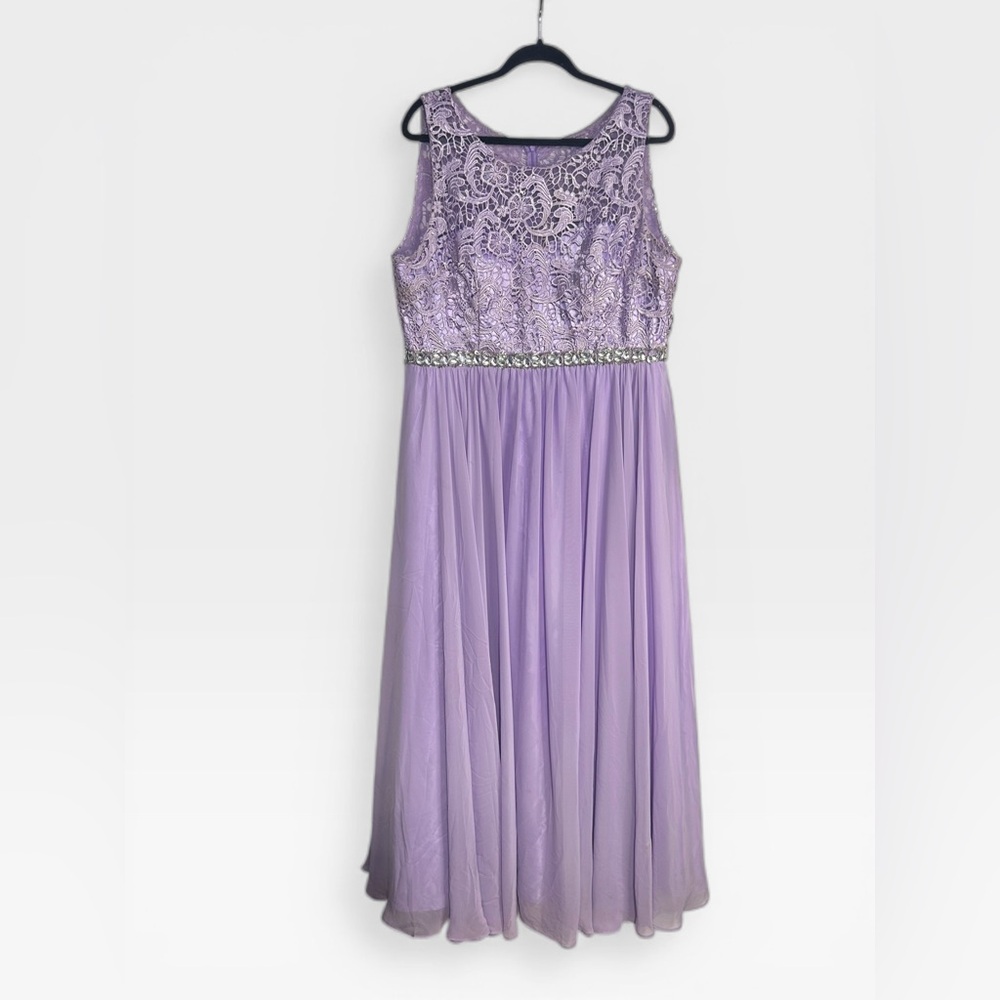 EVA Purple Sleeveless Maxi Lace Studded Waist Dress 3XL